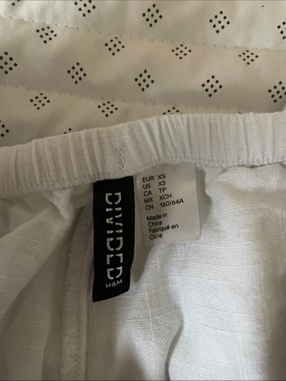 H&M White Drawstring Linen-Blend Women’s Pants